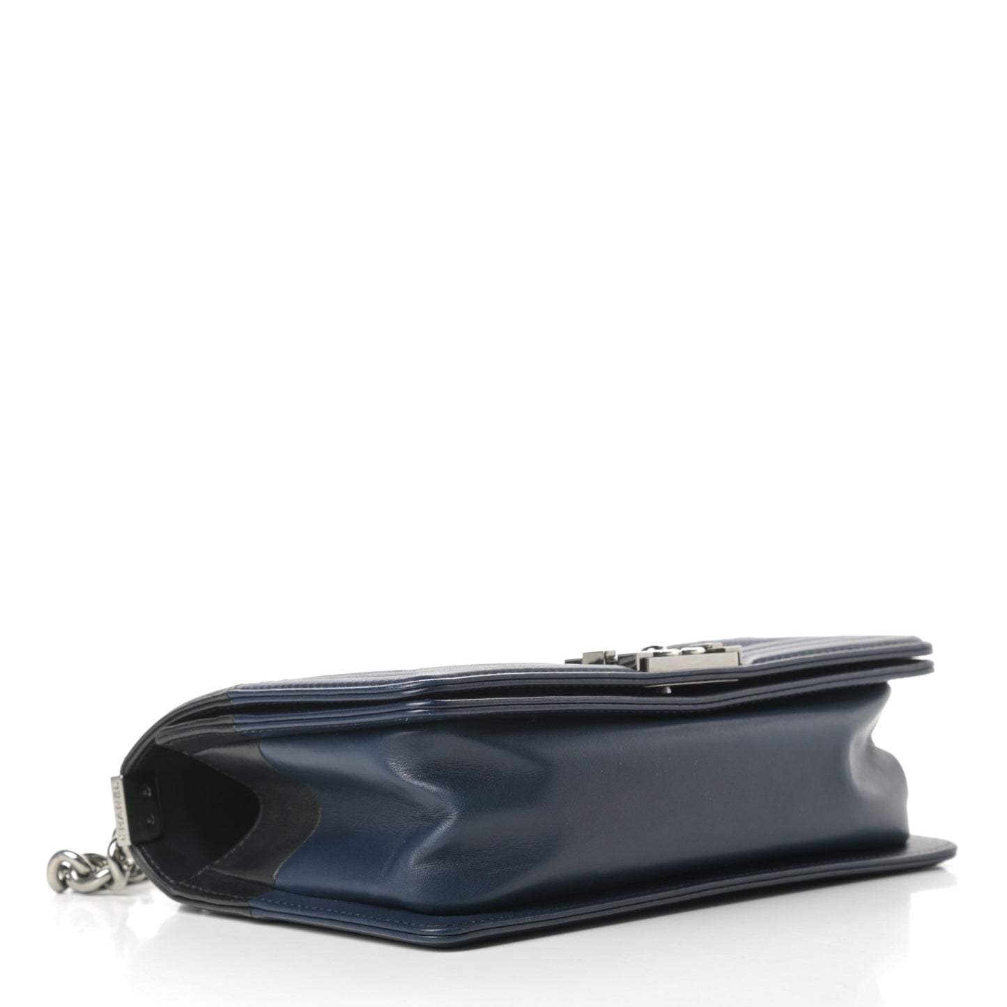 Lambskin Medium Bi-Color Boy Flap Black Dark Navy