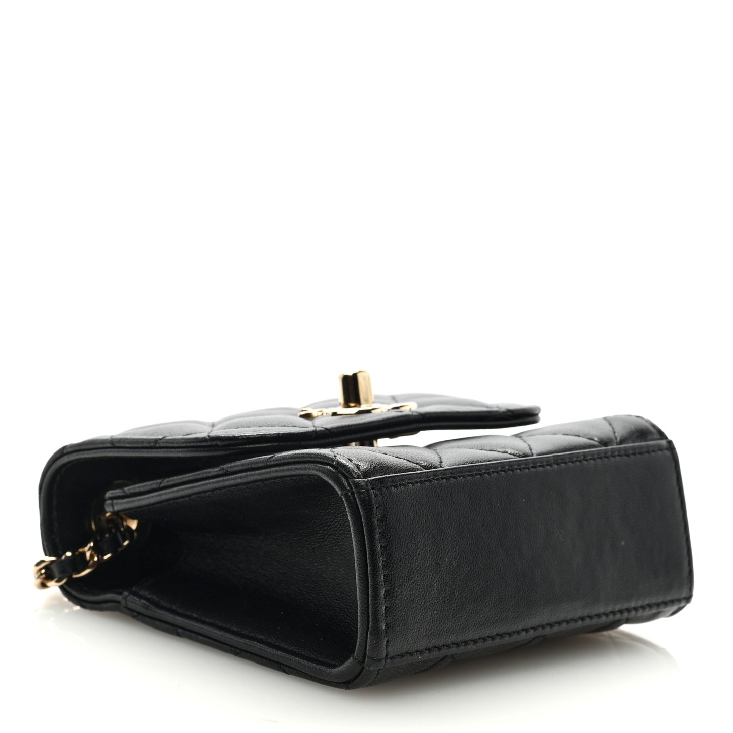 Lambskin Quilted Mini Trendy CC Chain Wallet Black