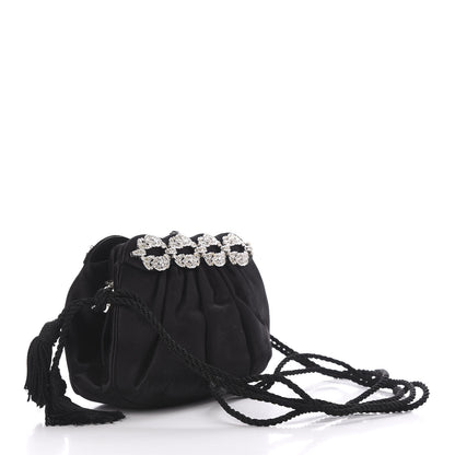 Judith Leiber Crystal Satin Pleated Clutch Black 3 of 9