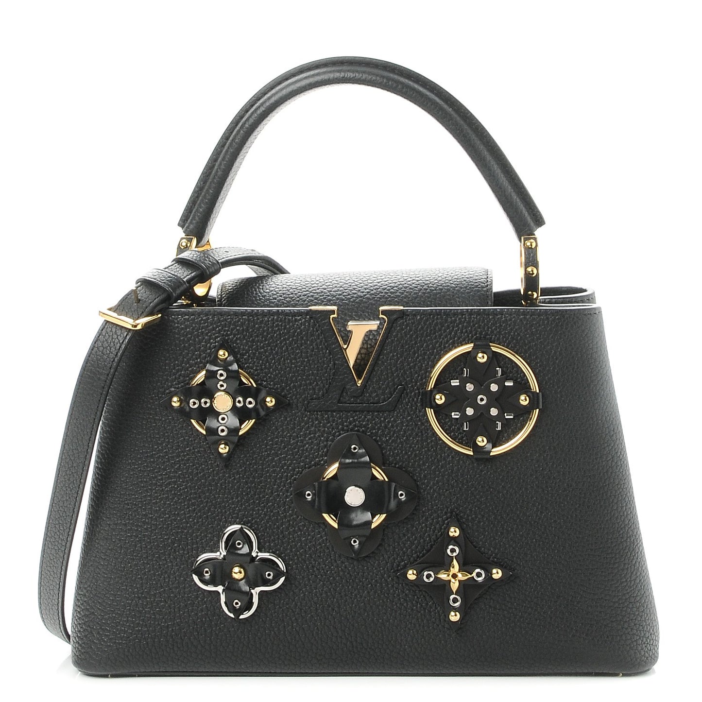 Taurillon Metallic Flowers Capucines PM Black