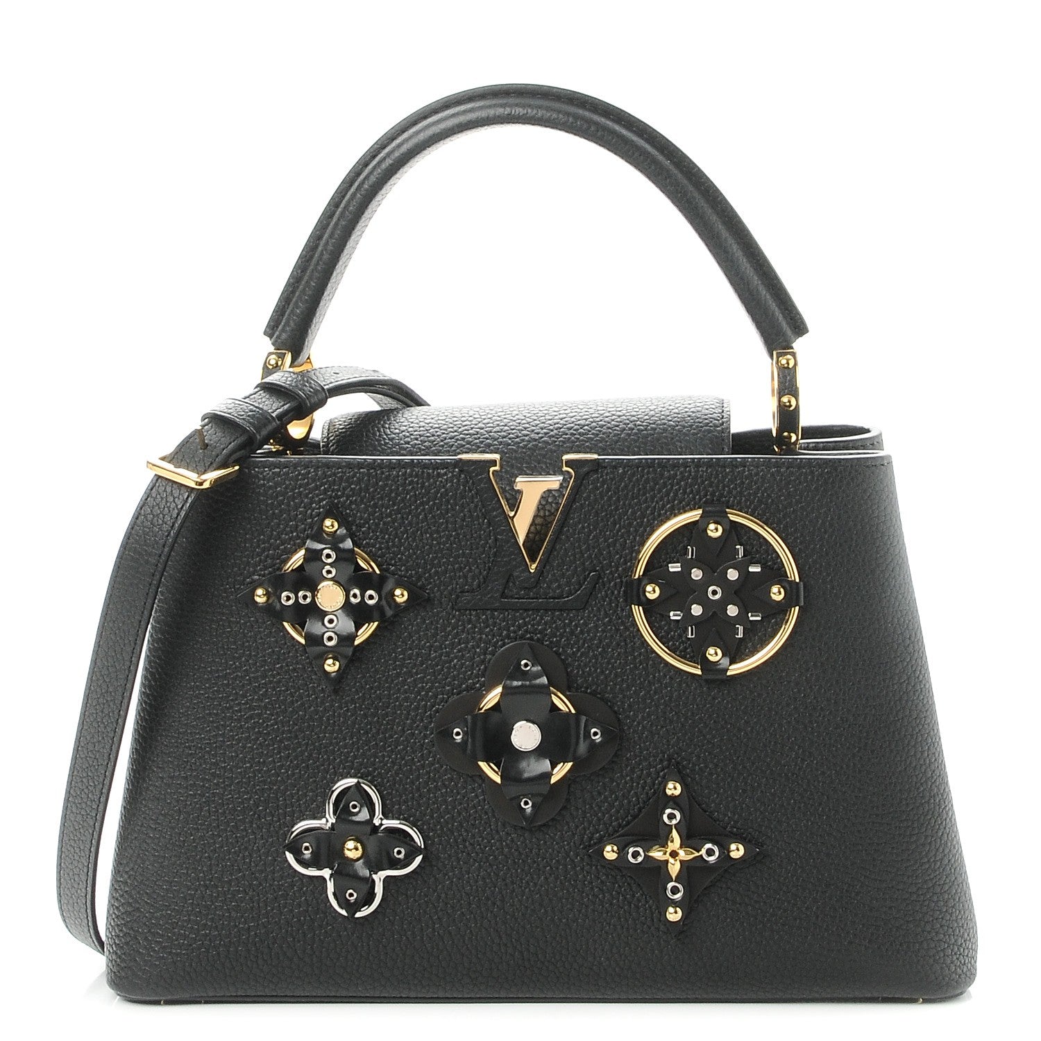 Louis Vuitton Taurillon Metallic Flowers Capucines PM Black 1 of 7