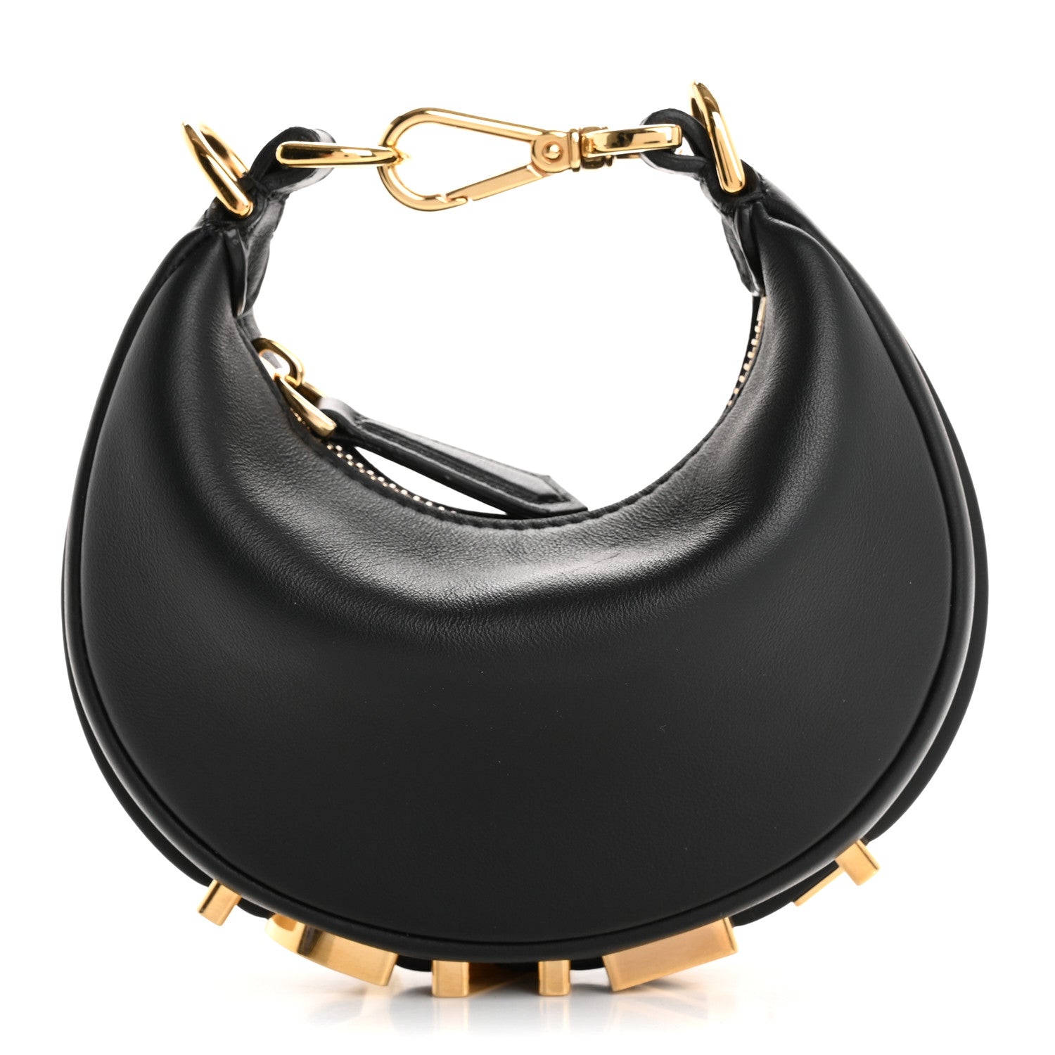 Fendi Vitello Grace Matte Nano Fendigraphy Hobo Charm Black 1 of 9