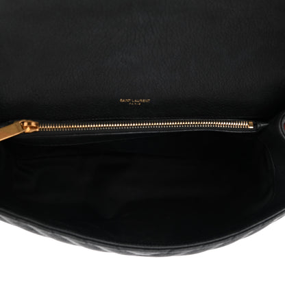 Saint Laurent Sheepskin Matelasse Chevron Monogram Large College Satchel Black 5 of 11
