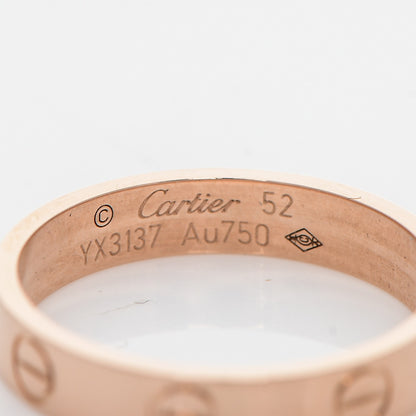 Cartier 18K Pink Gold 4mm LOVE Wedding Band Ring 52 6 4 of 5