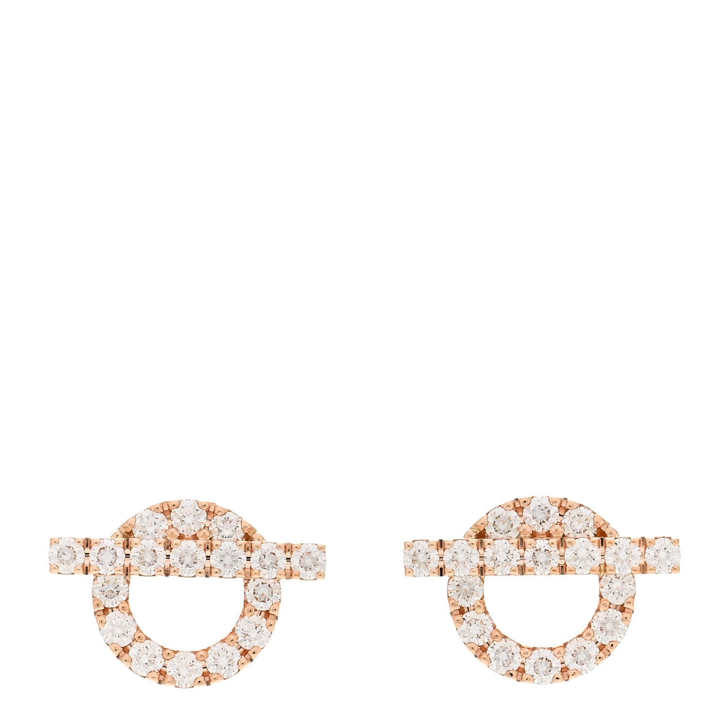Hermes 18K Rose Gold Diamond Finesse Earrings 1 of 5