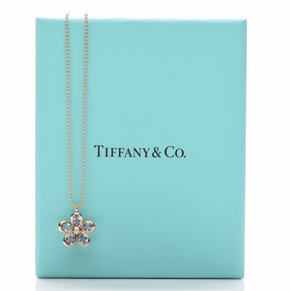 Tiffany 18K Rose Gold Amethyst Diamond Sparklers Flower Pendant Necklace 7 of 7