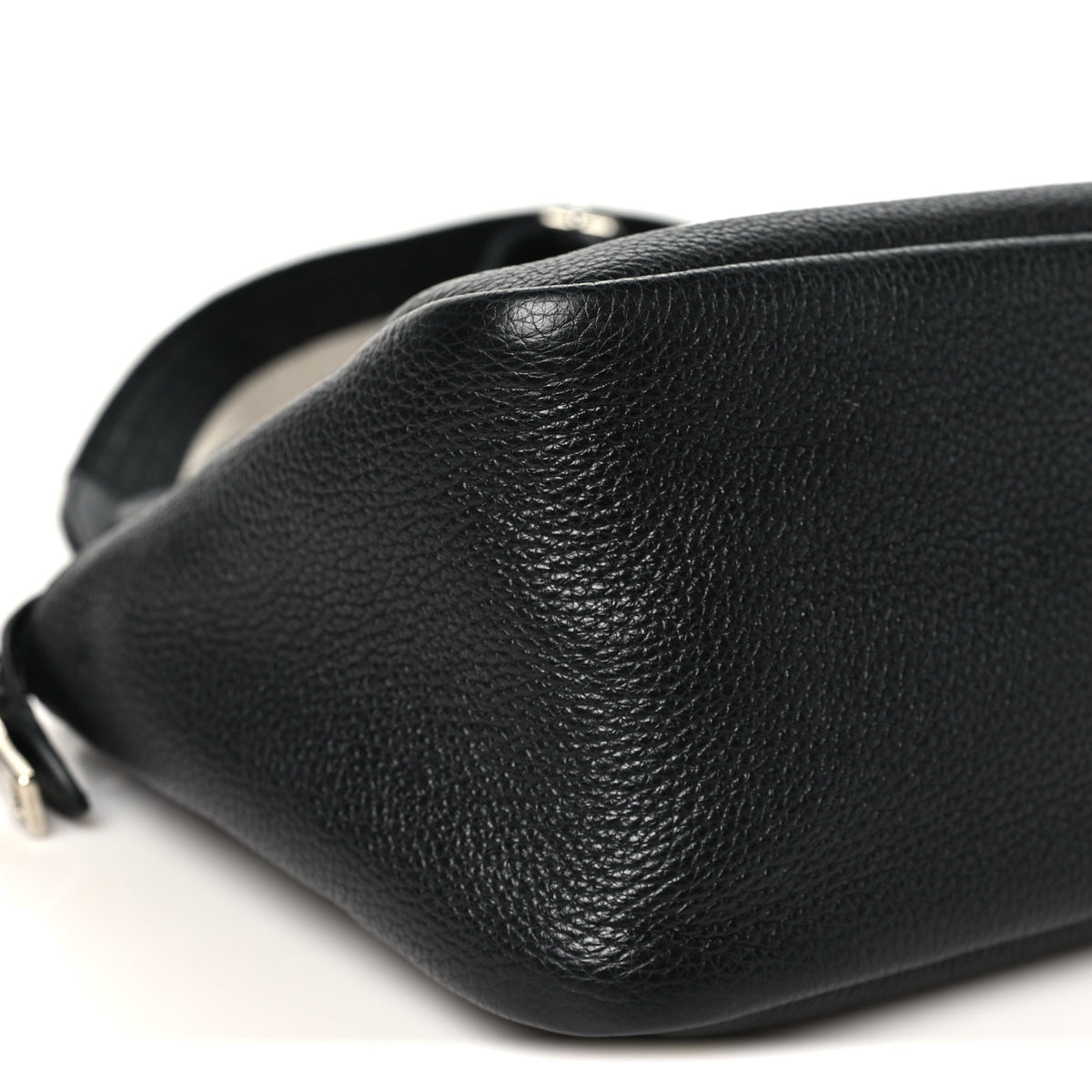Vitello Daino Soft Mini Zippered Top Handle Bag Black