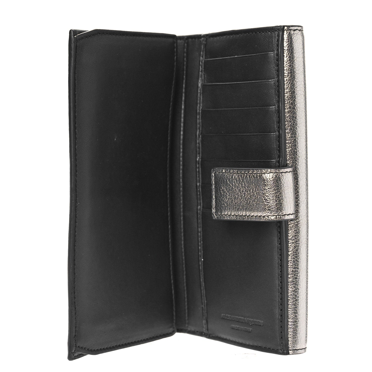 Alexander McQueen Metallic Calfskin Skull Continental Wallet Gunmetal 6 of 10