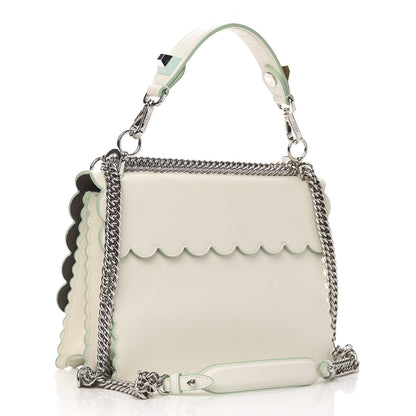 Fendi Vitello Baltico Scalloped Studded Kan I Shoulder Bag Bianco 3 of 10