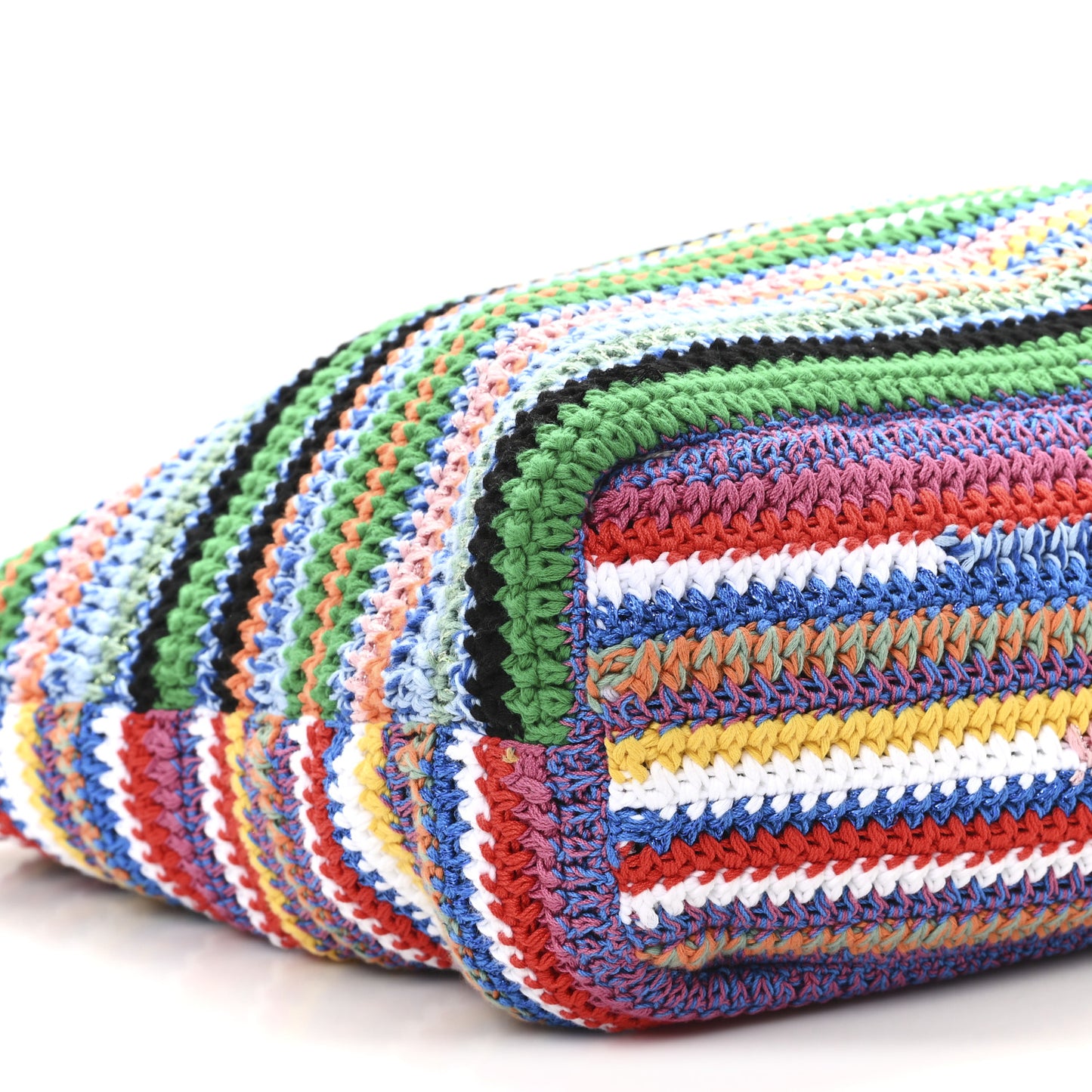 Cotton Crochet Stripe Tote Bag Multicolor
