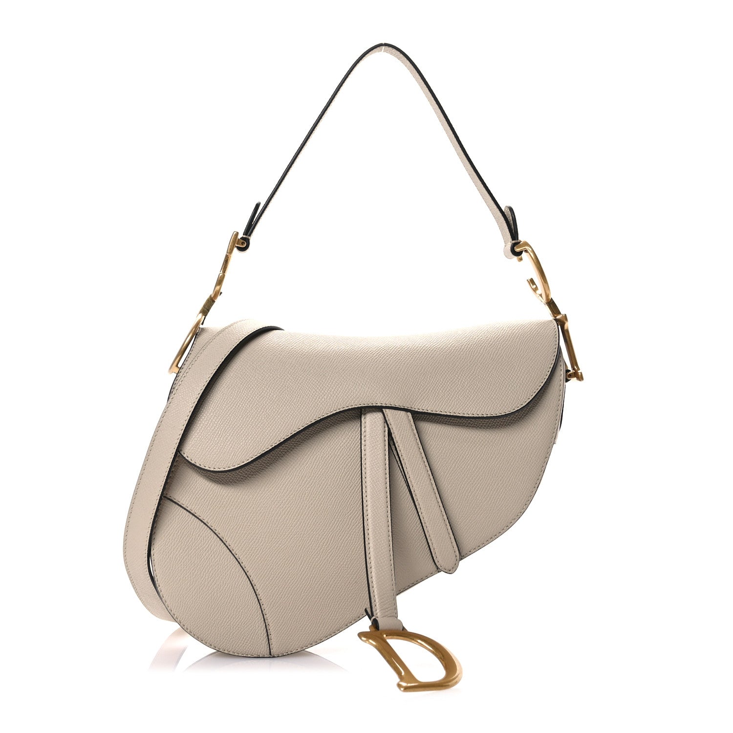Christian Dior Grained Calfskin Saddle Bag With Strap Warm Taupe 1 of 10