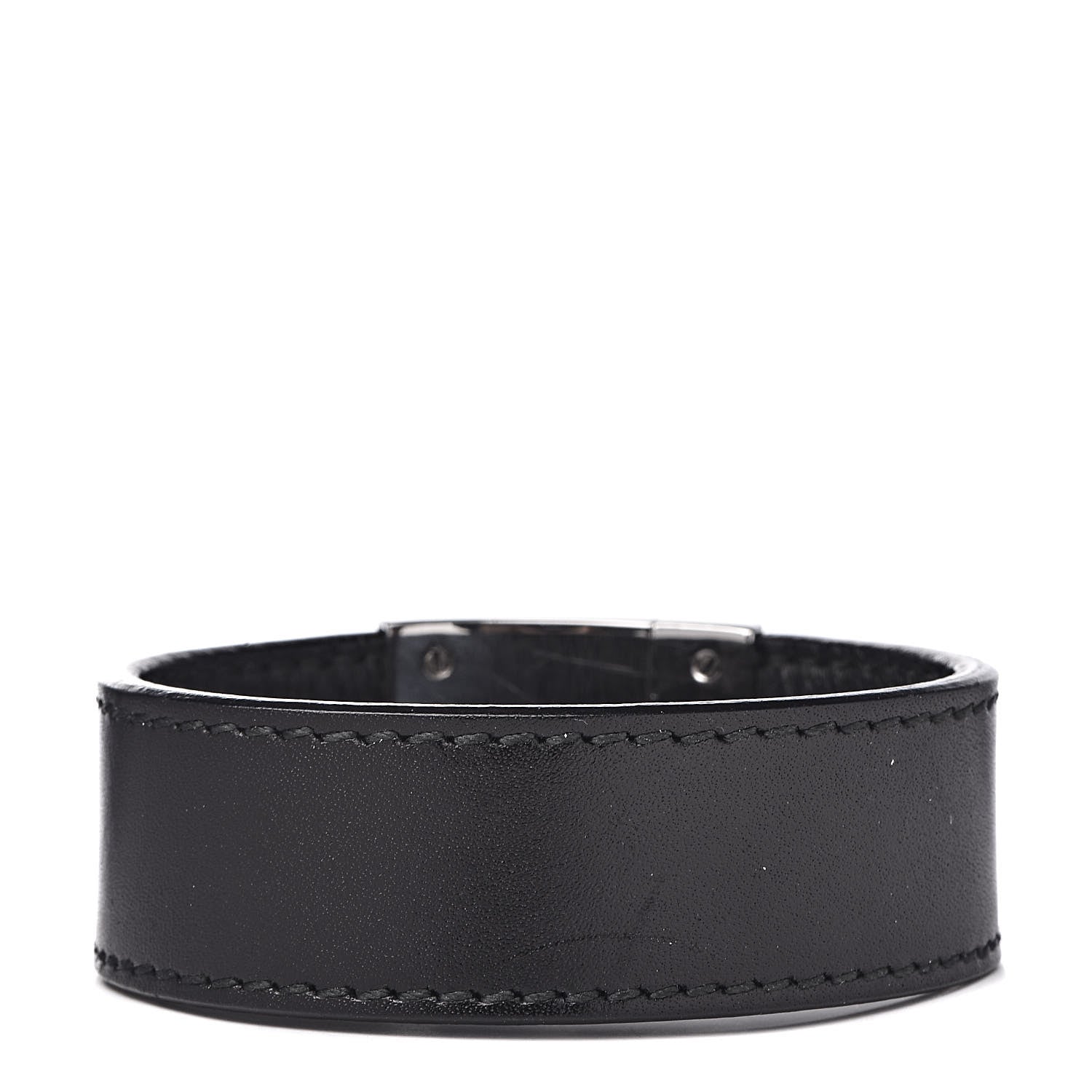 Gucci Sterling Silver Calfskin Interlocking G Bracelet Black 3 of 7