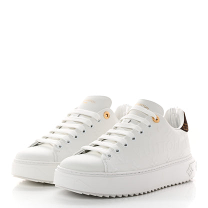 Louis Vuitton Lambskin Embossed Monogram Time Out Sneakers 38.5 White 3 of 12