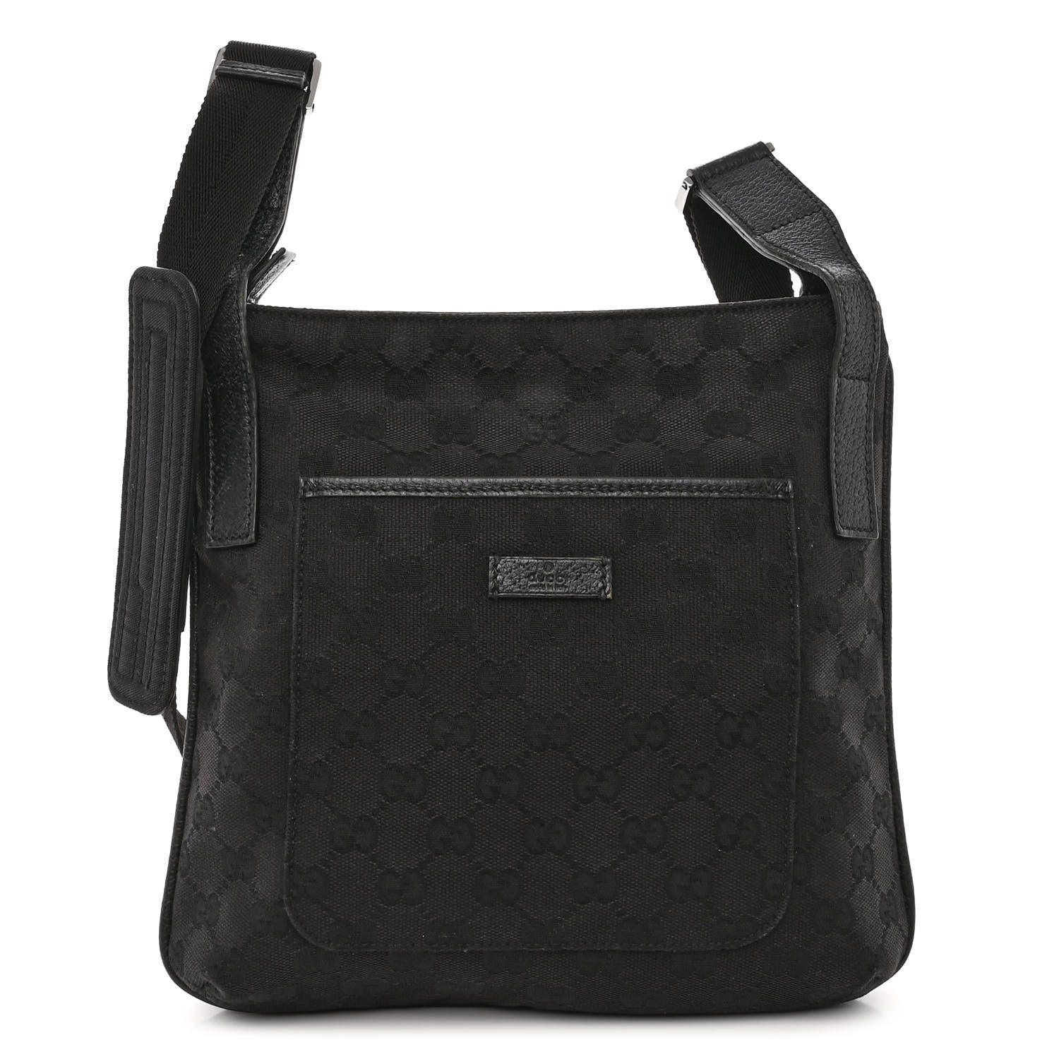 Gucci Monogram Flat Messenger Bag Black 1 of 12