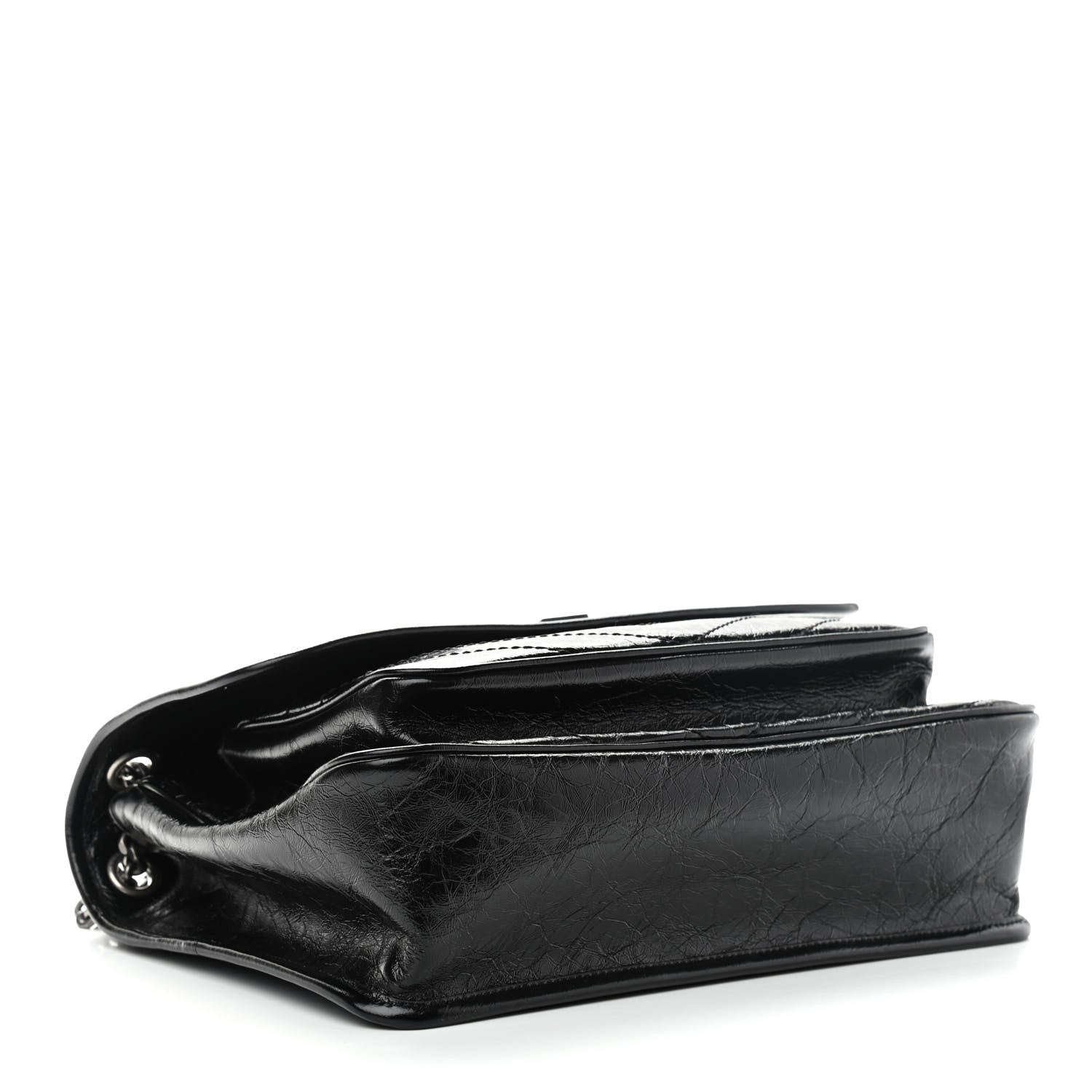 Saint Laurent Crinkled Calfskin Matelasse Monogram Large Niki Chain Satchel Black 4 of 12
