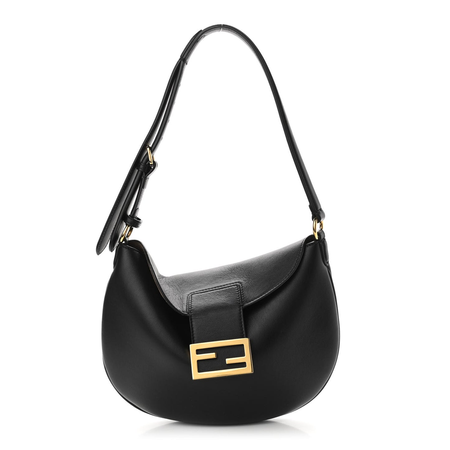 Vitello Grace Suede Small Croissant Hobo Black