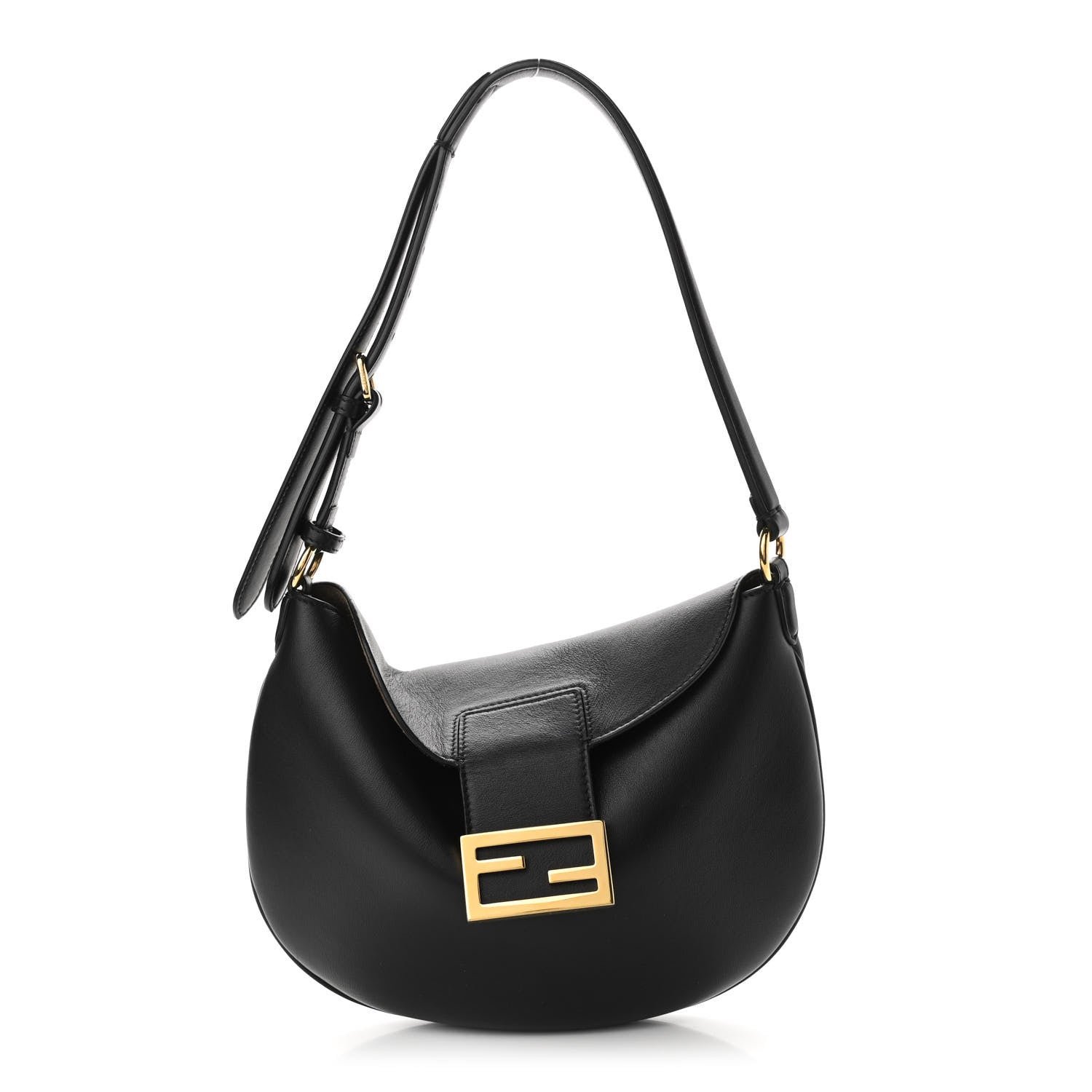 Fendi Vitello Grace Suede Small Croissant Hobo Black 1 of 9