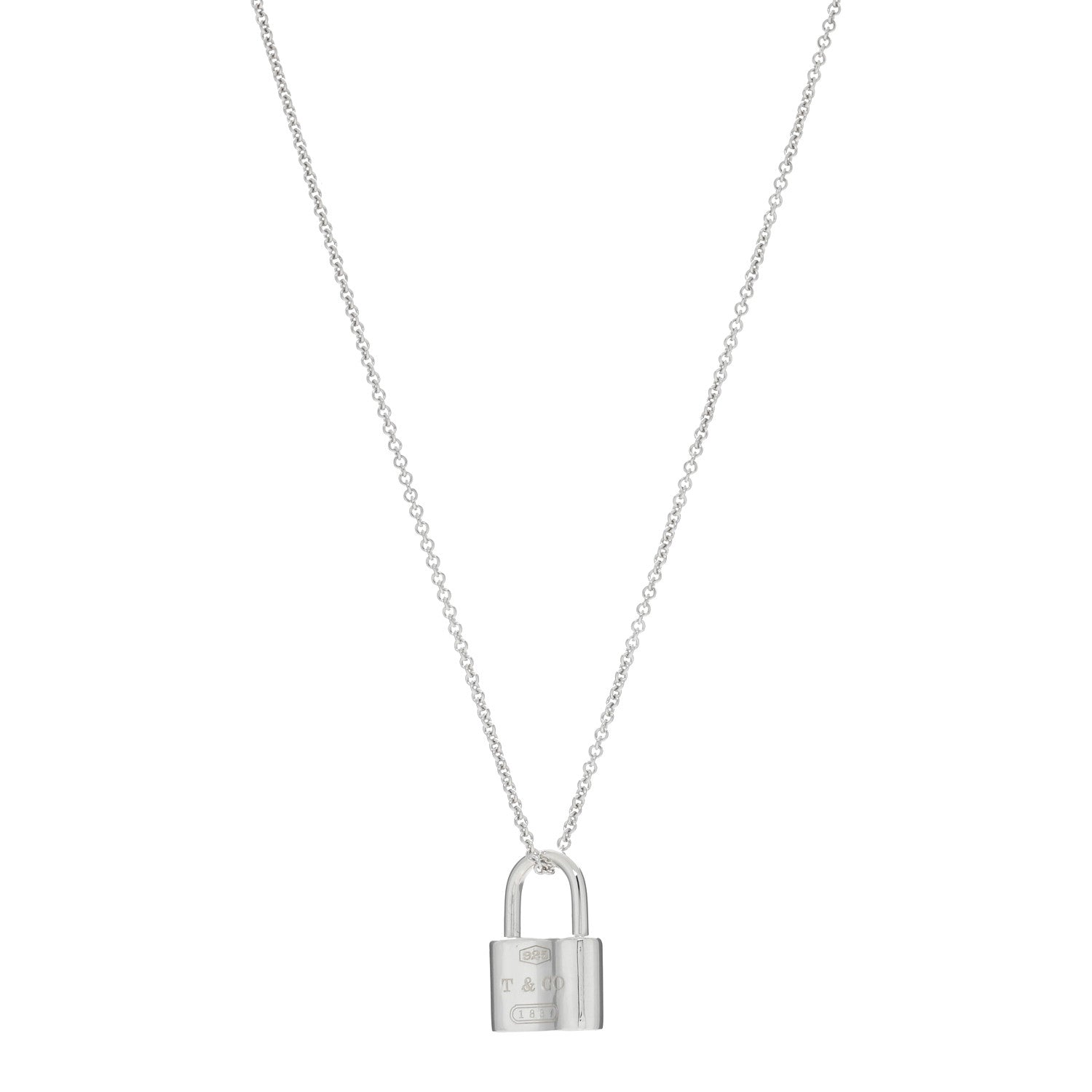 Tiffany Sterling Silver 1837 Lock Charm Pendant Necklace 1 of 4