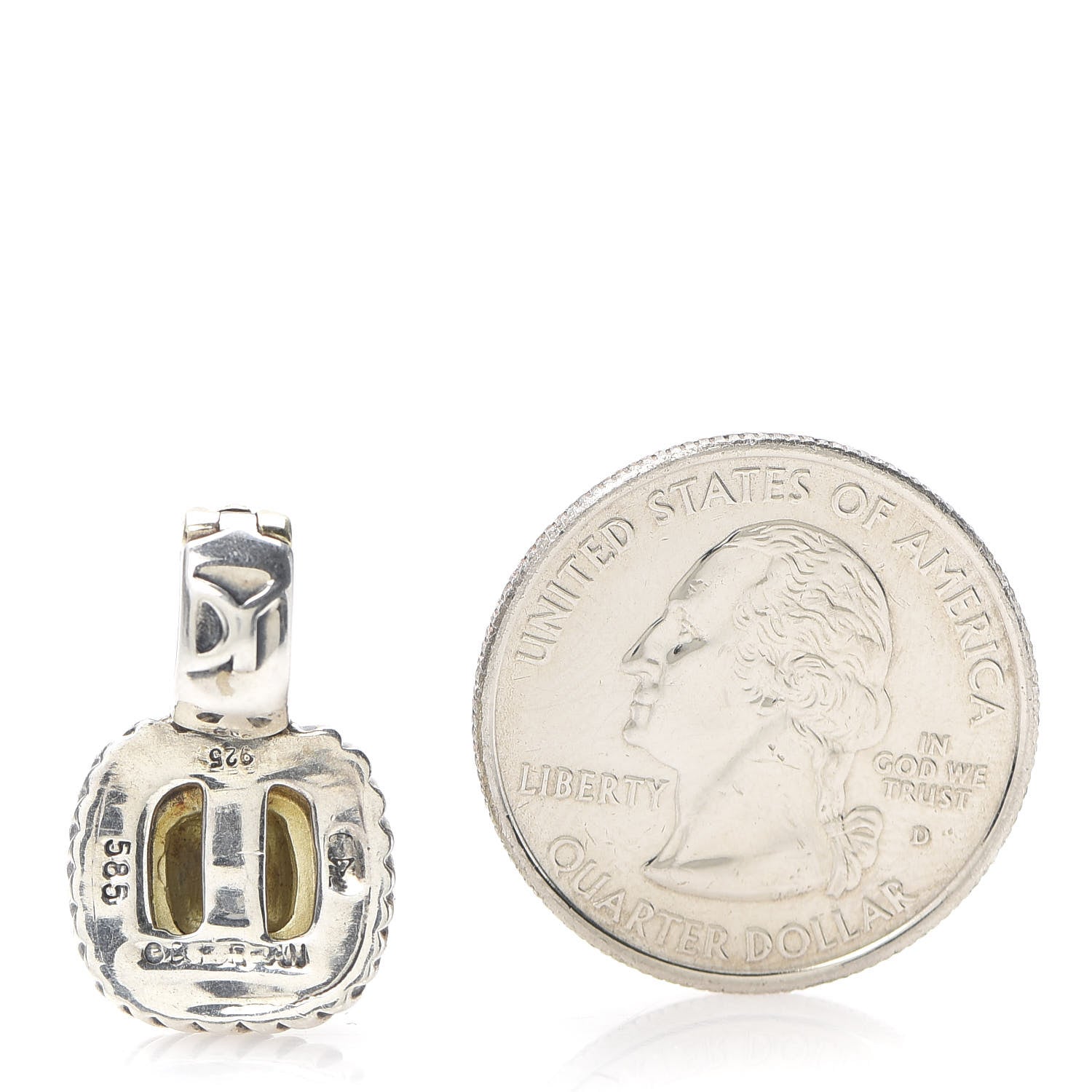 David Yurman Sterling Silver 14 Yellow Gold 7mm Albion Enhancer Pendant 2 of 2