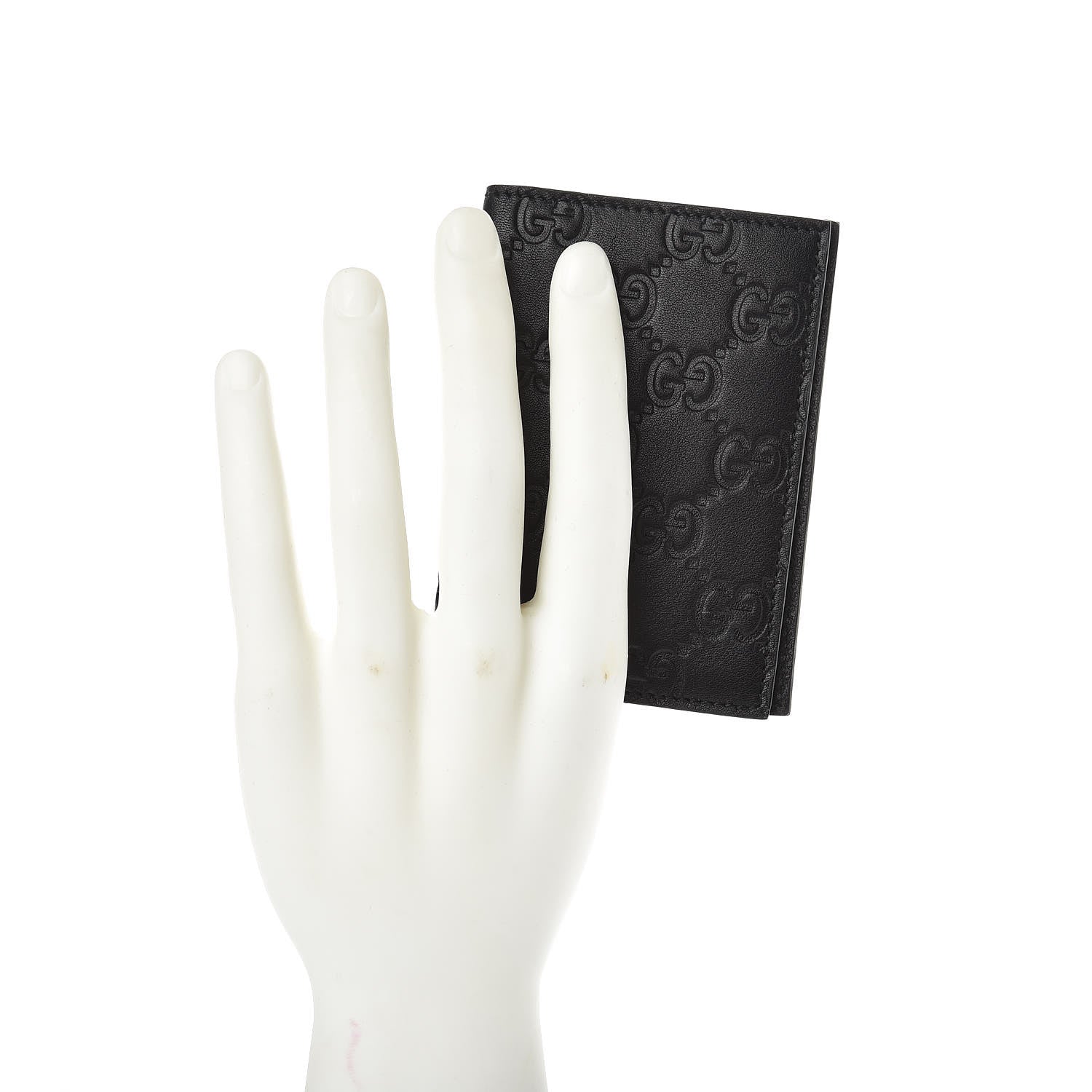 Gucci Guccissima Margaux Calfskin Avel Train Pass Card Case Black 2 of 6