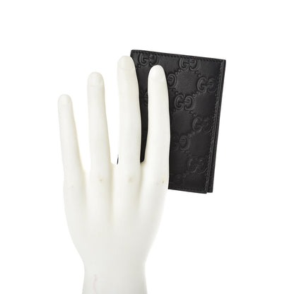 Gucci Guccissima Margaux Calfskin Avel Train Pass Card Case Black 2 of 6