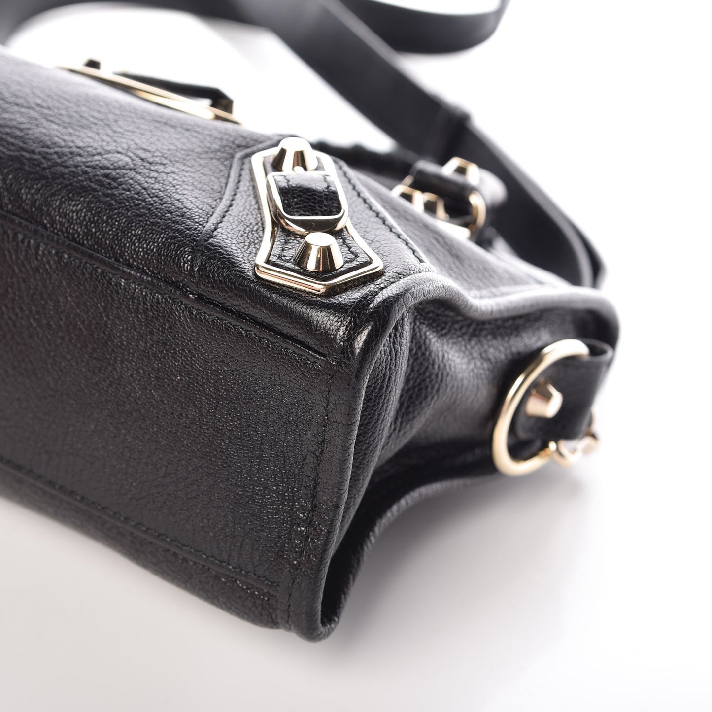 Chevre Gold Metallic Edge Hardware Mini City Black