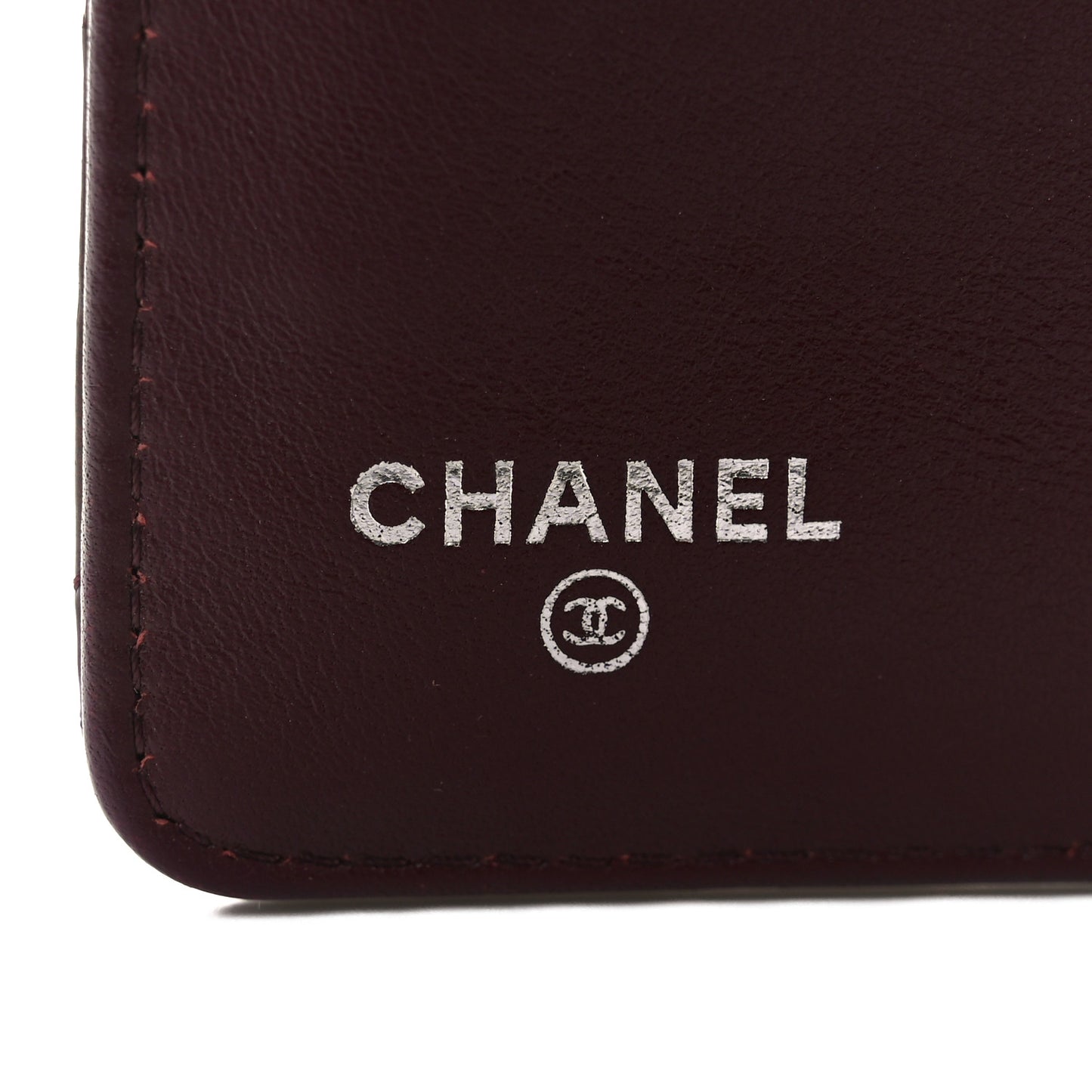 Striated Patent CC French Wallet Bordeaux