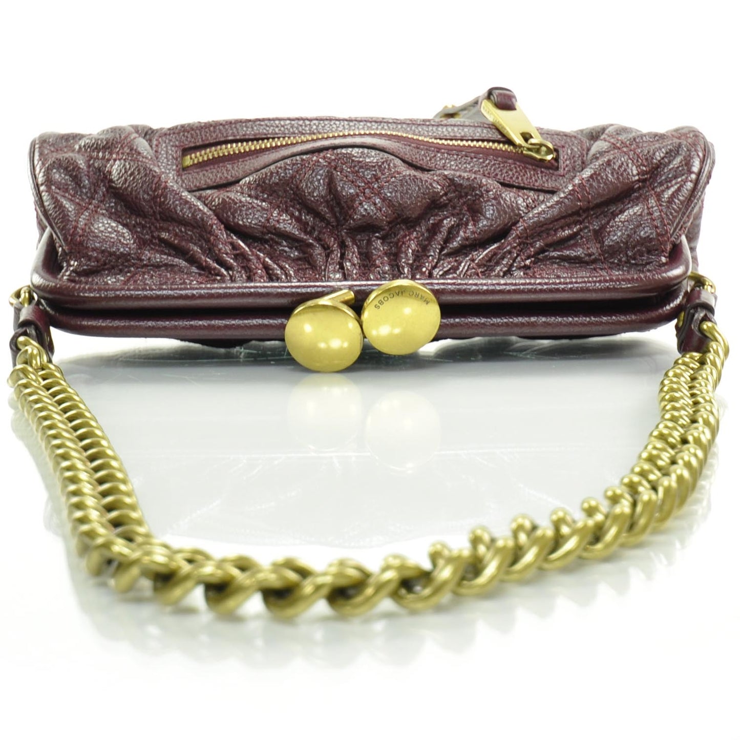 Quilted Leather East West Stam Clutch Violet