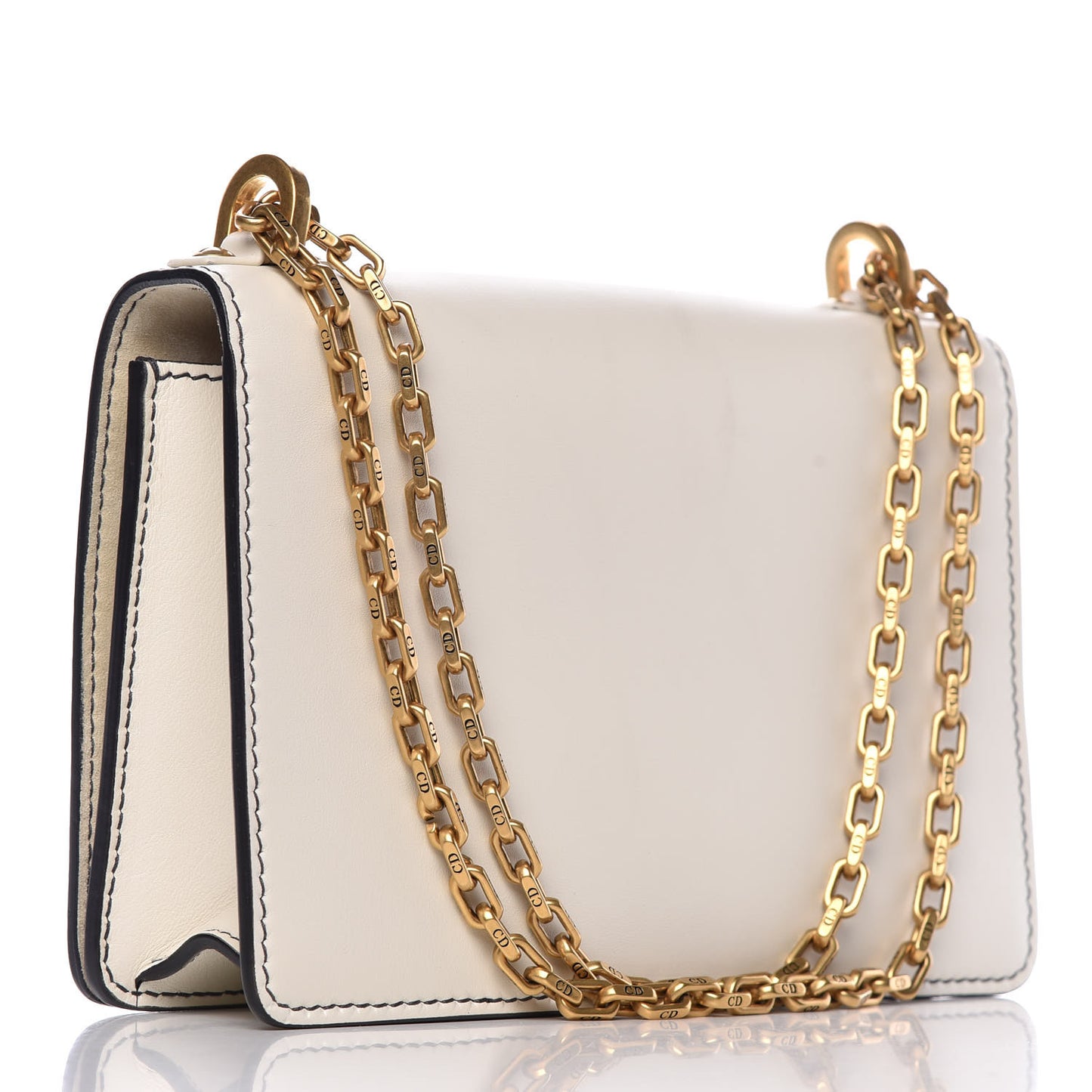 Calfskin J'Adior Chain Flap Bag Off White