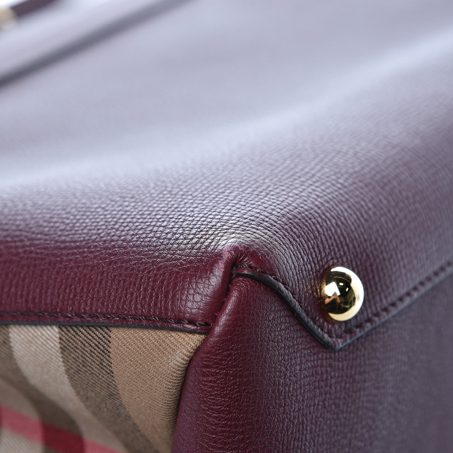 Burberry Derby Calfskin House Check Medium Camberley Burgundy 10 of 11