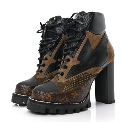Louis Vuitton Suede Calfskin Monogram Star Trail Ankle Boots 40 Khaki 3 of 6