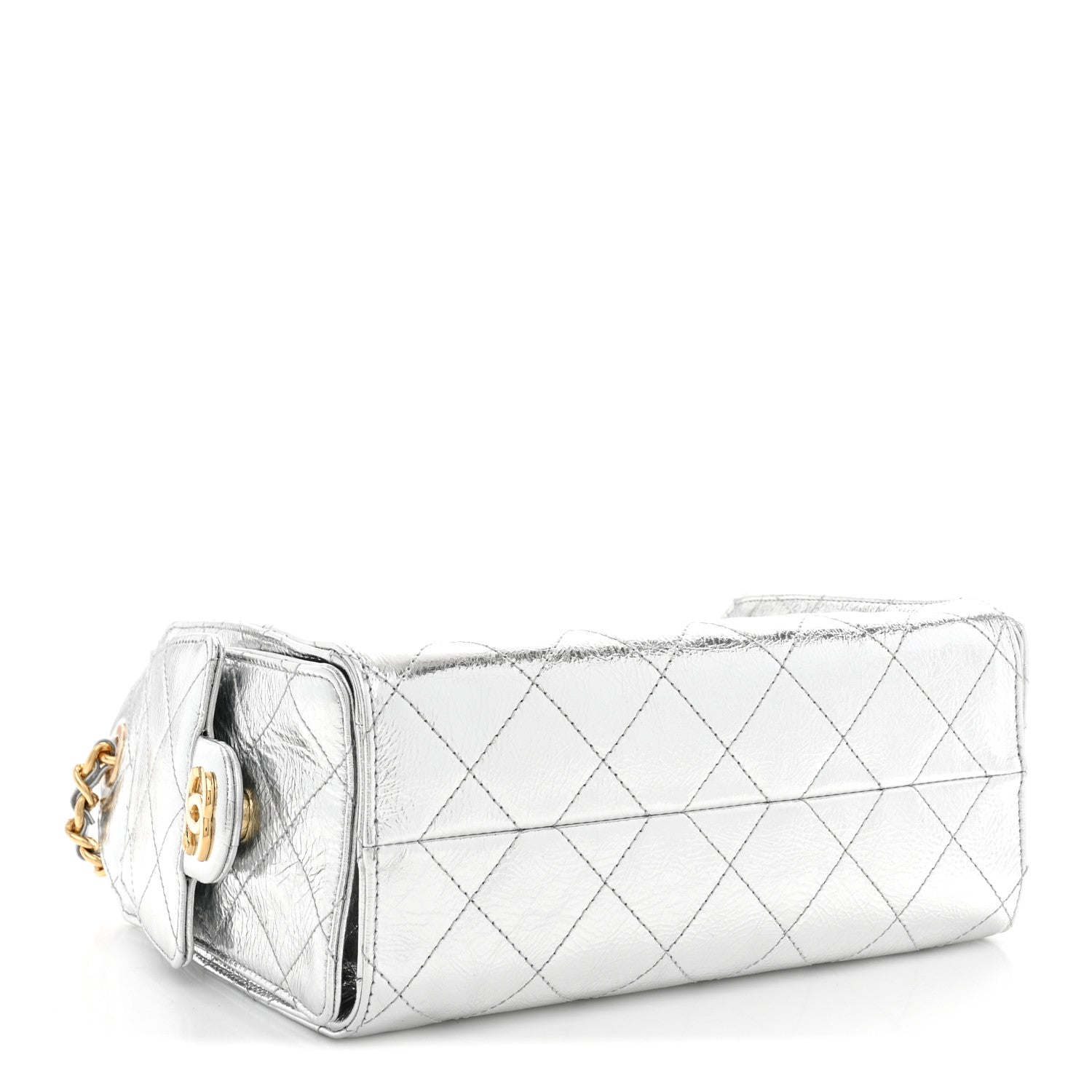 Chanel Metallic Aged Calfskin Quilted Mini Chanel 25 Handbag Silver 4 of 11