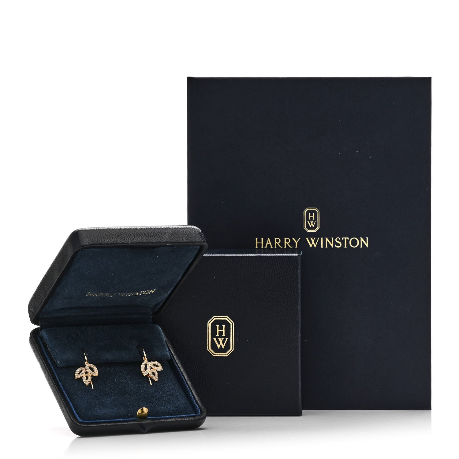 Harry Winston 18K Yellow Gold Diamond Small Lily Cluster Earrings 5 of 5