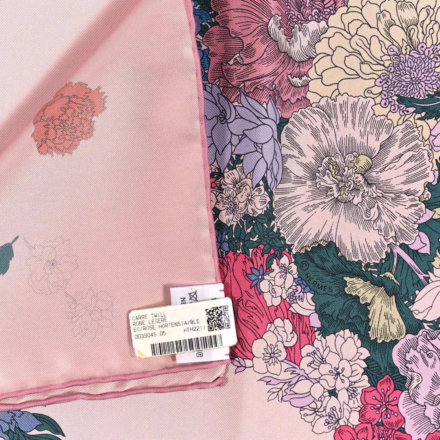Silk Twill Robe Legere Scarf 90 Rose Hortensia Bleu