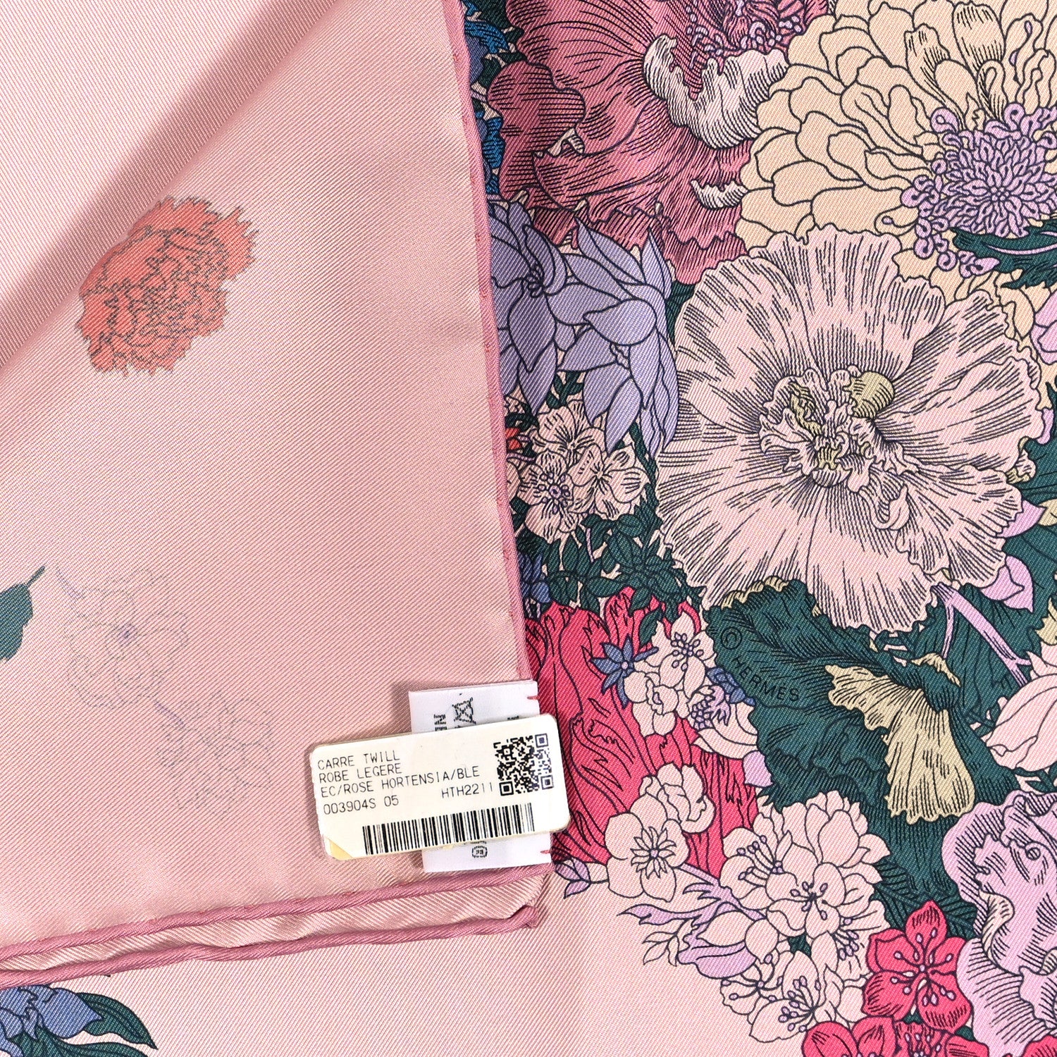 Hermes Silk Twill Robe Legere Scarf 90 Rose Hortensia Bleu 3 of 4