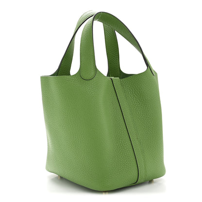 Hermes Taurillon Clemence Picotin Lock 18 PM Vert Yucca 3 of 12