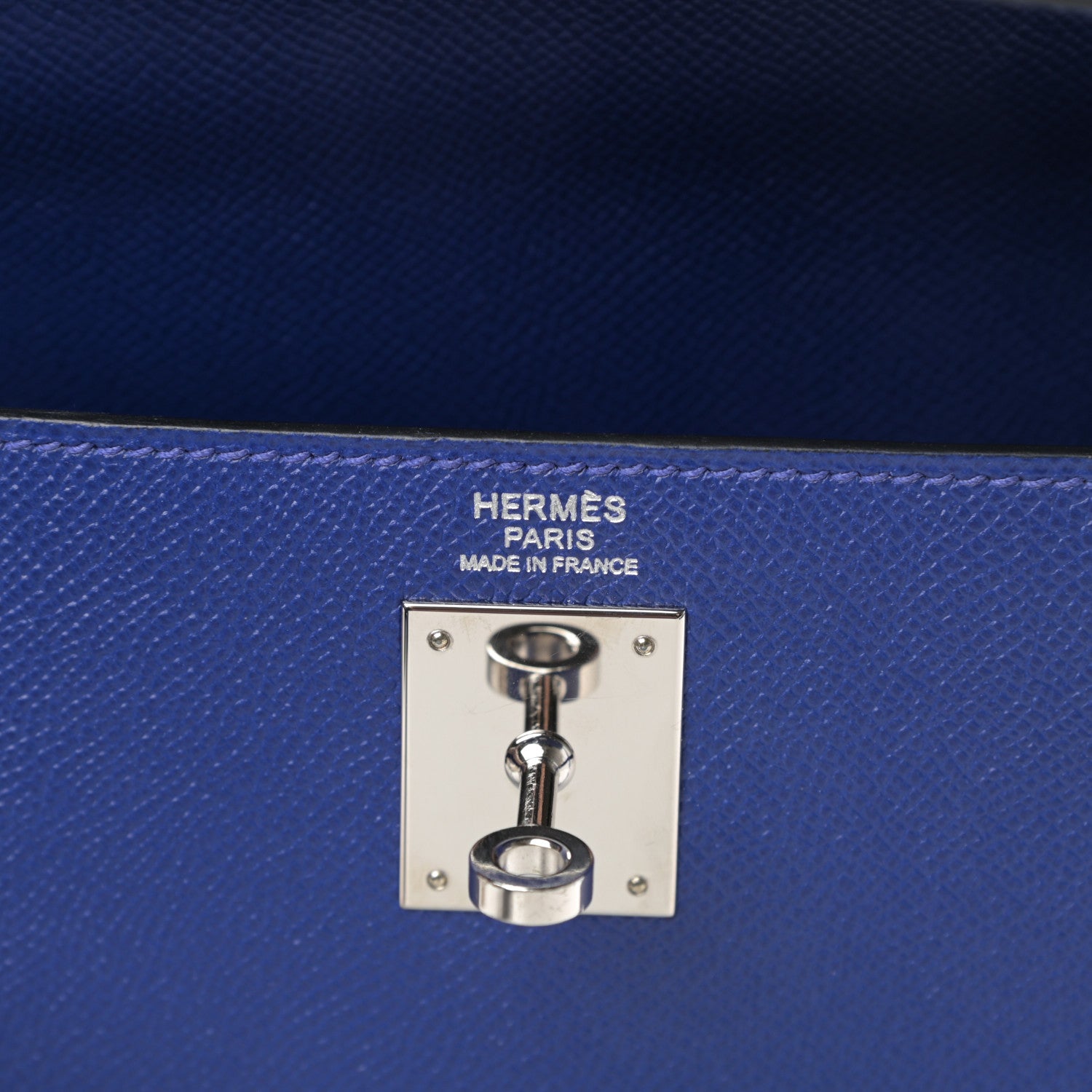 Hermes Epsom Kelly Sellier 32 Bleu Electrique 6 of 12