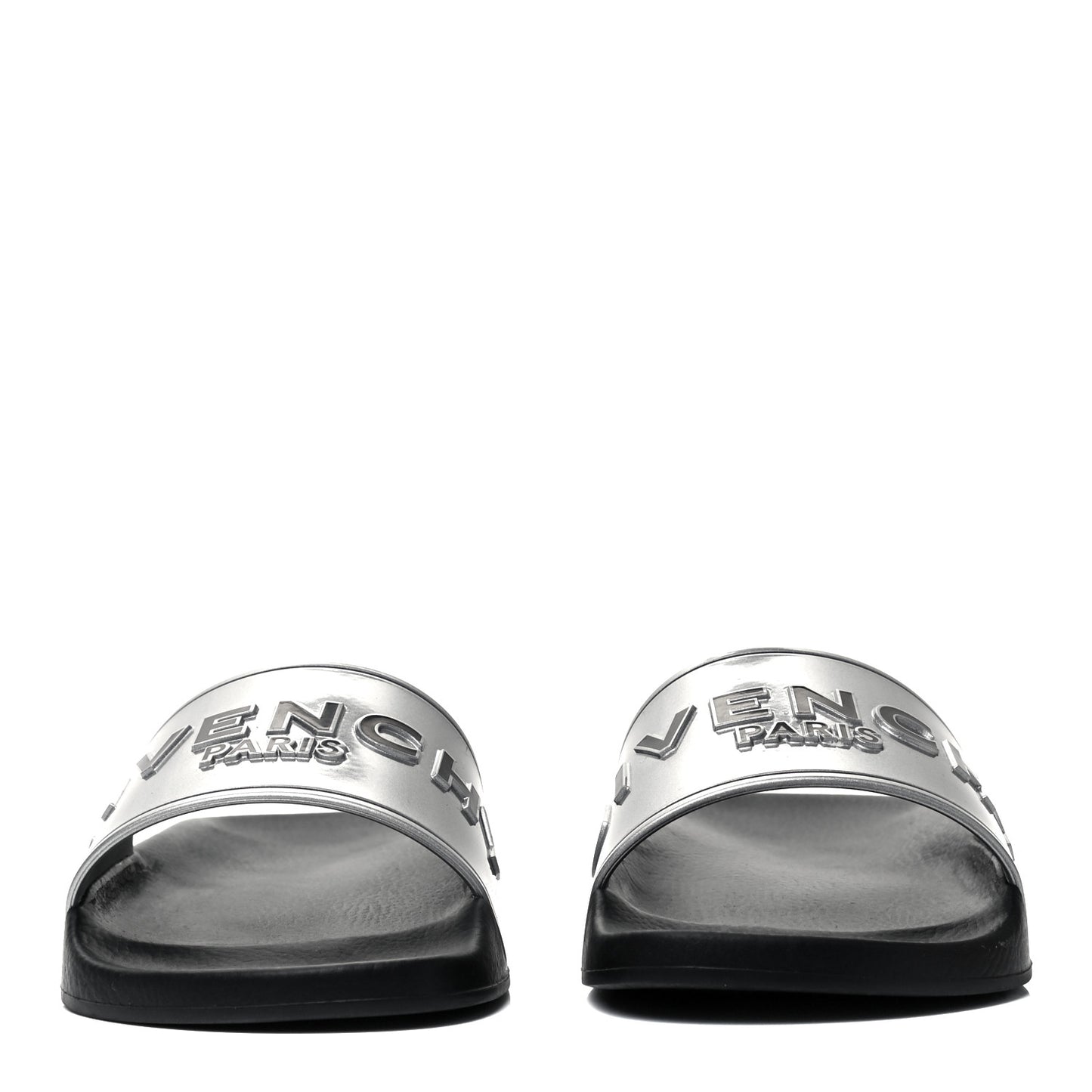 Metallic Rubber Logo Pool Slide Sandals 36 Silver