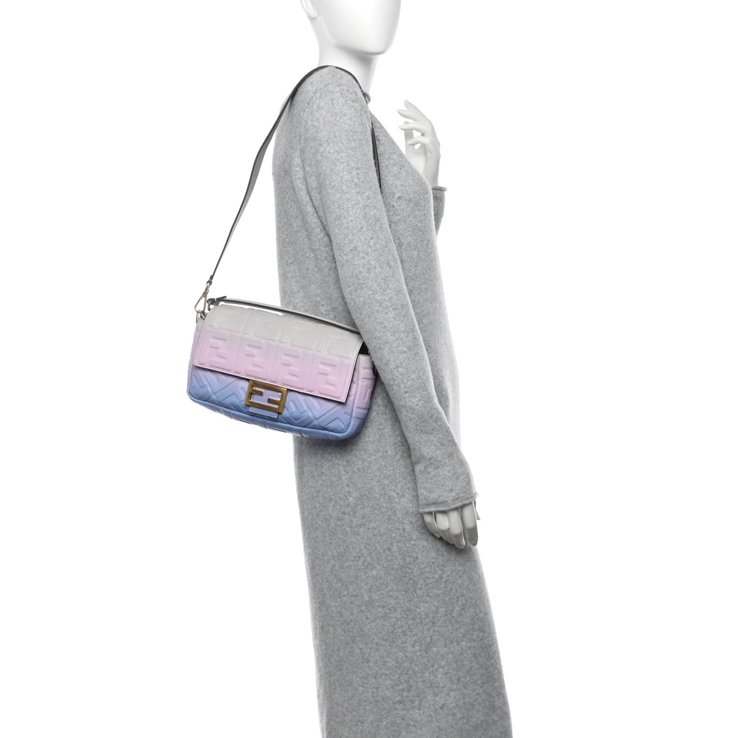 Fendi Nappa FF 1974 Embossed Baguette Pink Multicolor 2 of 10