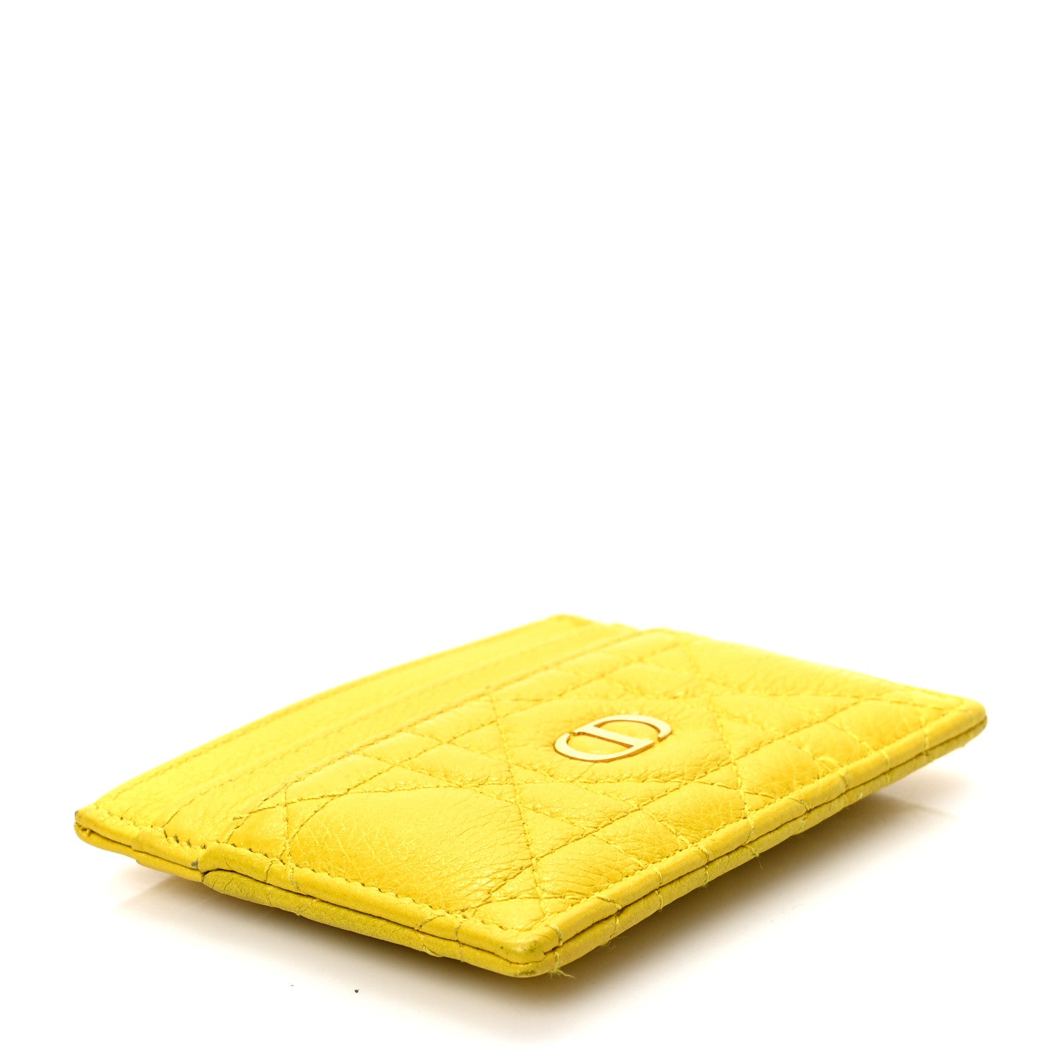 Christian Dior Supple Calfskin Cannage Caro Five-Slot Card Holder Yellow 4 of 7