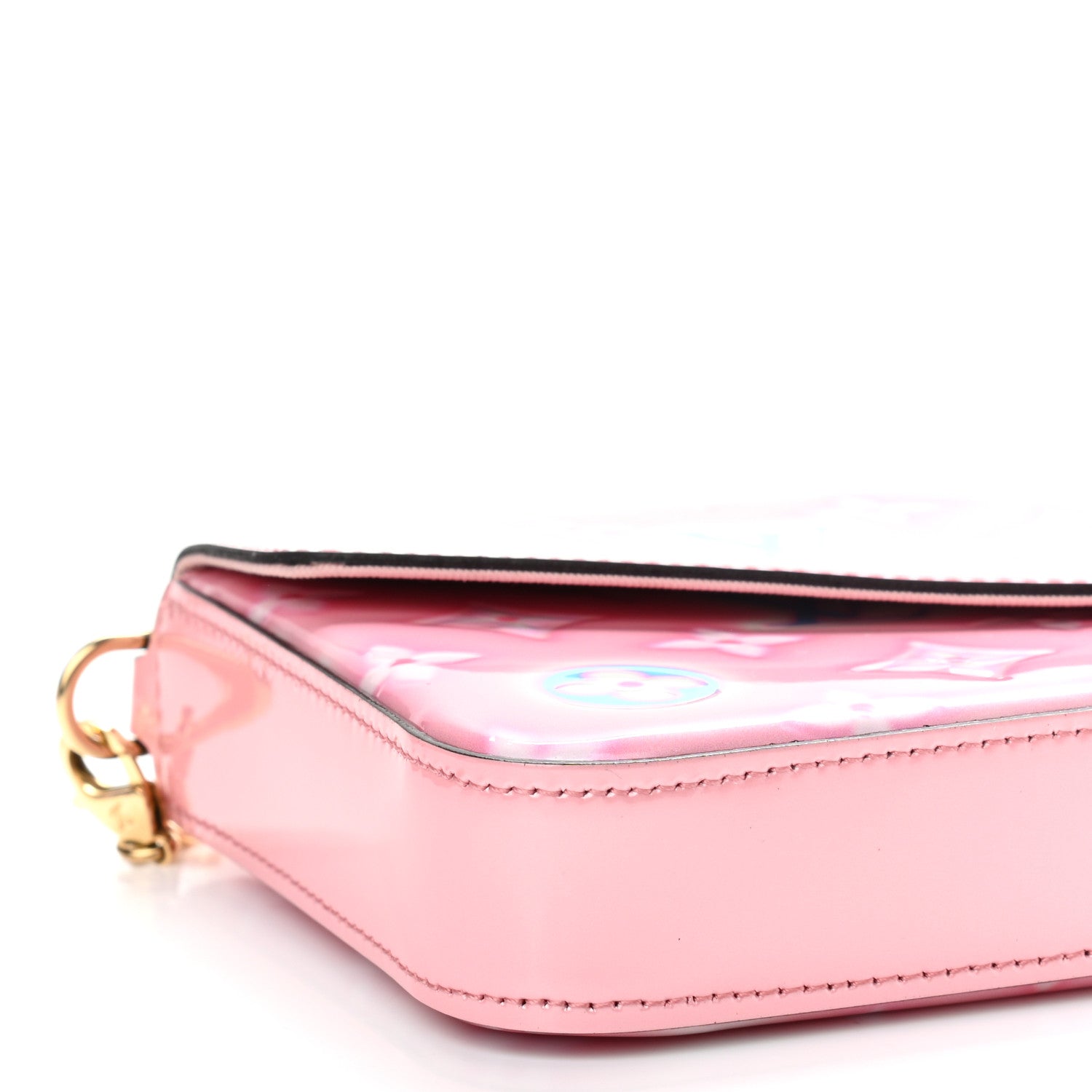 Louis Vuitton Vernis Valentine Felicie Pochette Chain Wallet Light Pink Neon 10 of 11