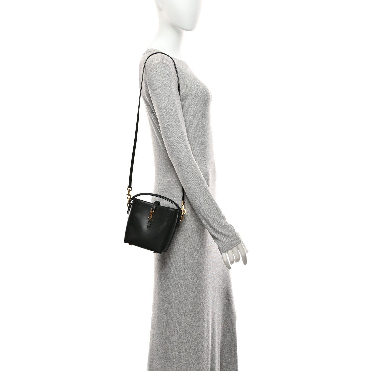 Saint Laurent Shiny Calfskin Le 37 Mini Bucket Bag Black 2 of 10