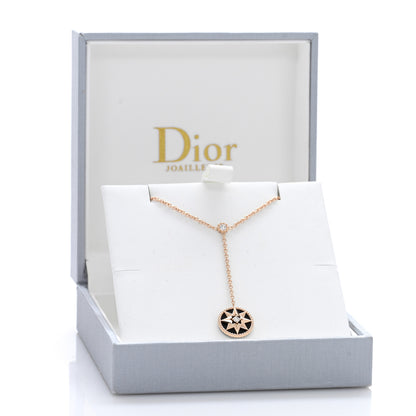 Christian Dior 18K Rose Gold Diamond Black Onyx Rose Des Vents Y Necklace 5 of 5