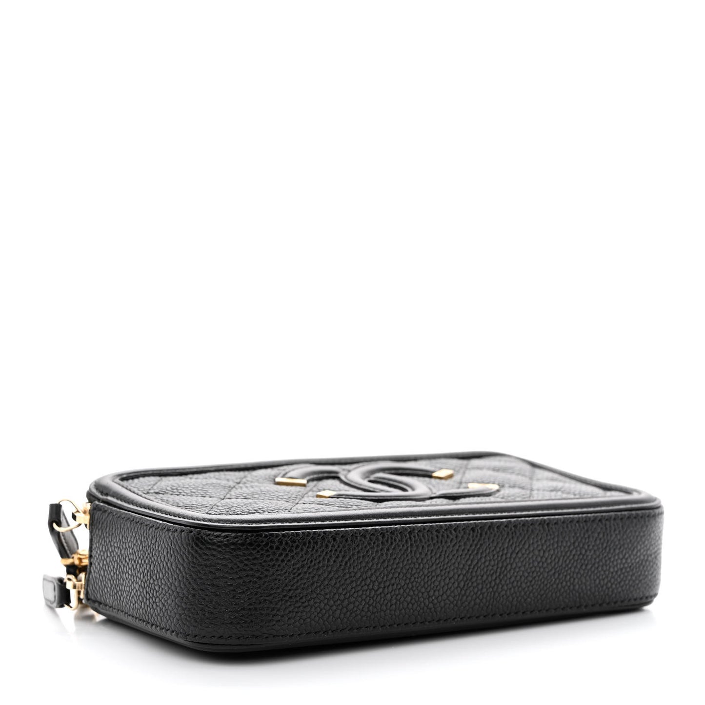 Caviar Quilted CC Filigree Clutch With Chain Black