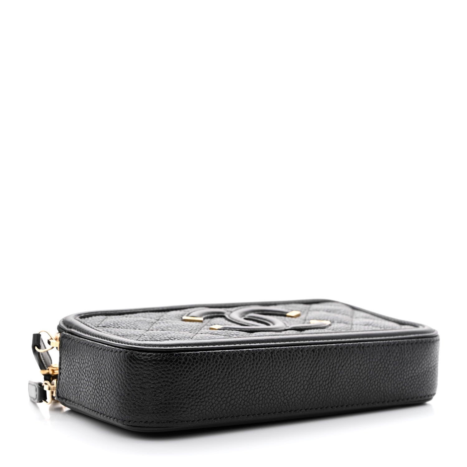 Chanel Caviar Quilted CC Filigree Clutch With Chain Black 4 of 14