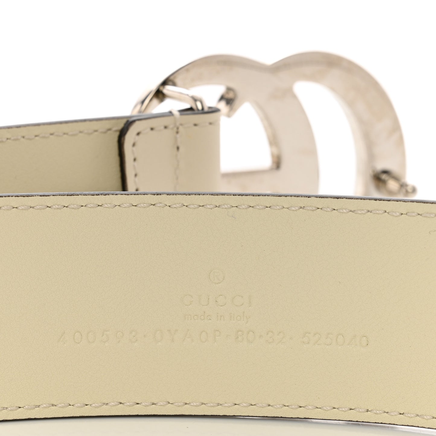 Plutone Calfskin Palladium Double G 40mm Belt 80 32 Mystic White