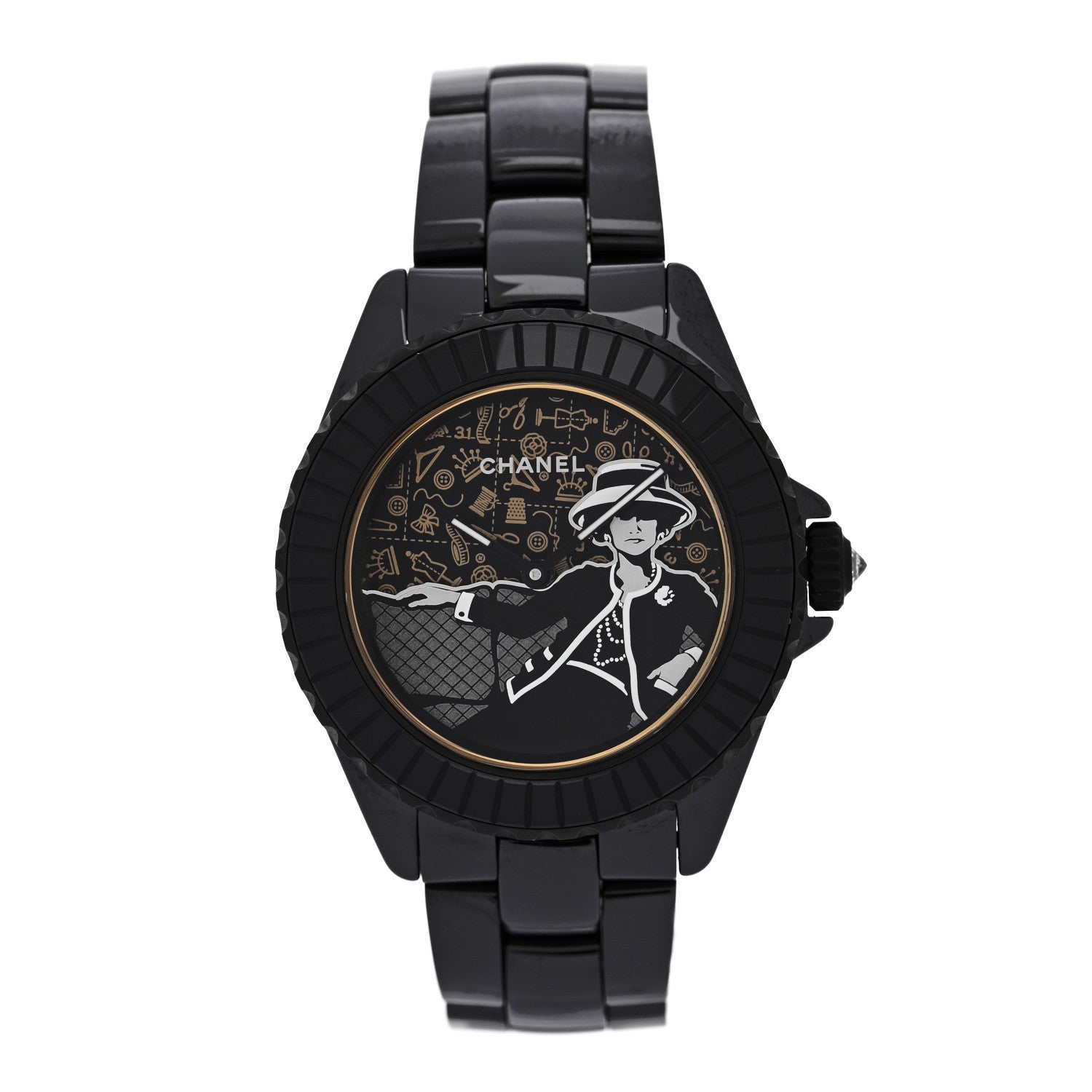 Chanel Stainless Steel Ceramic 38mm J12 Limited Edition Mademoiselle Couture Automatic Watch Black 1 of 5