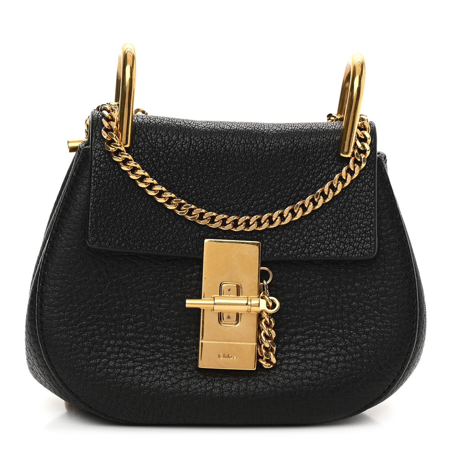 Grained Lambskin Mini Drew Shoulder Bag Black
