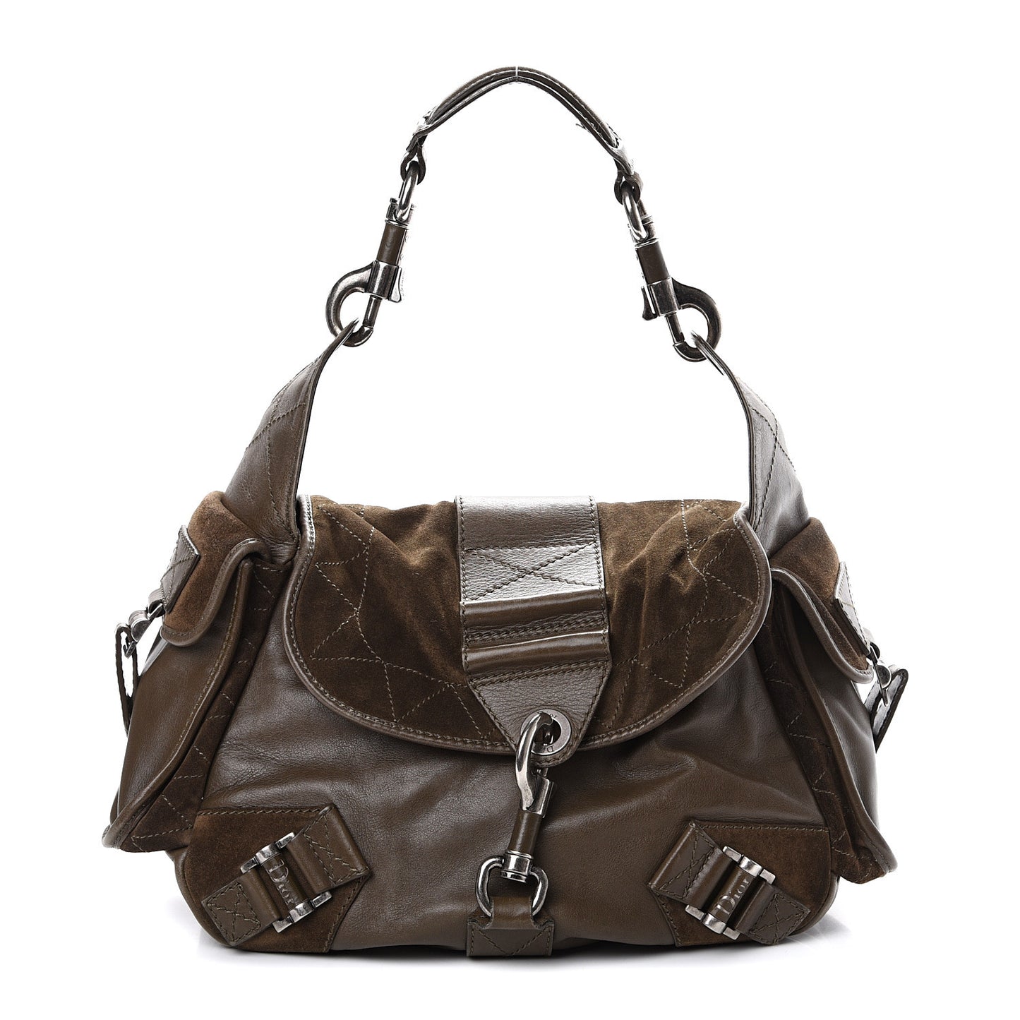 Calfskin Suede Rebelle Hobo Green
