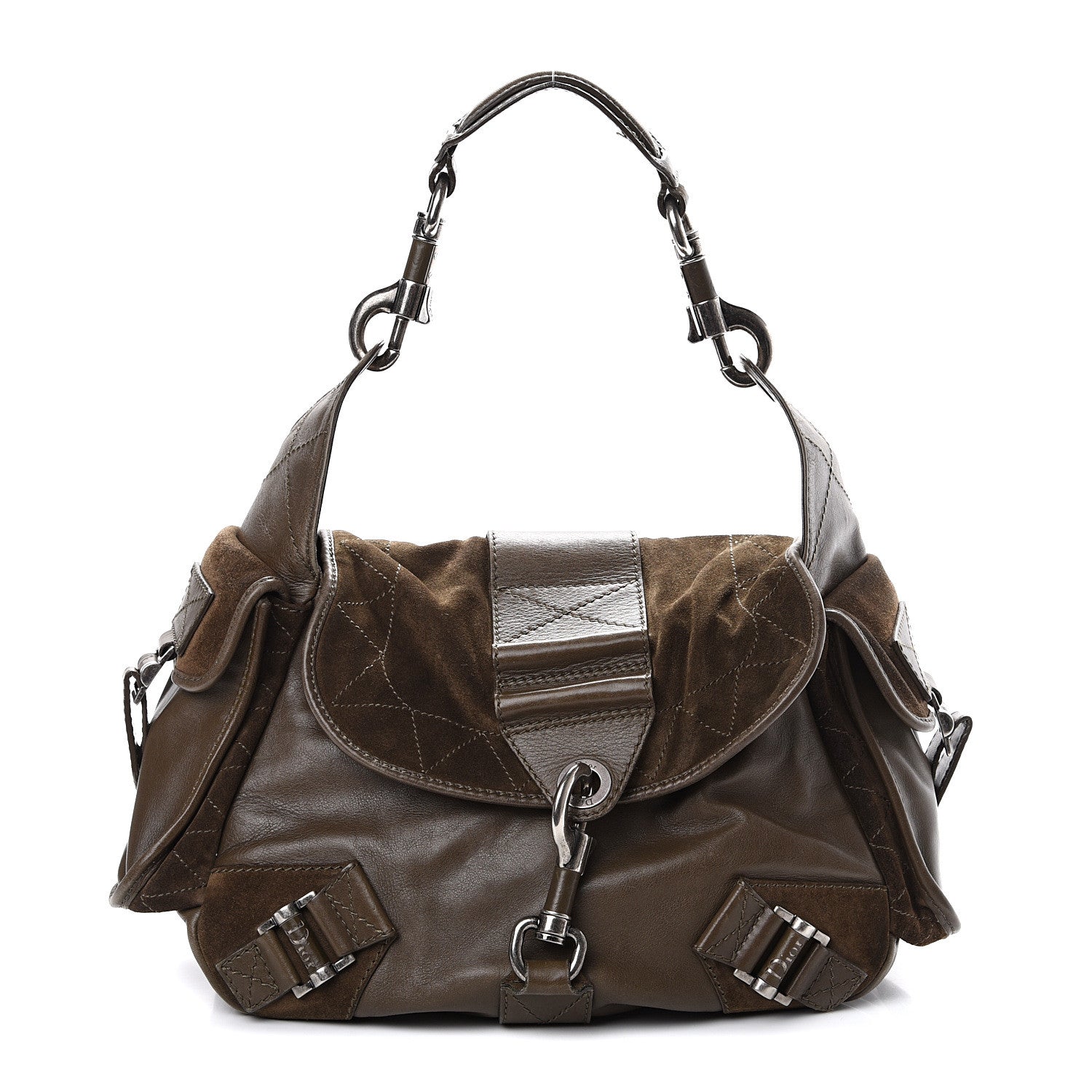 Christian Dior Calfskin Suede Rebelle Hobo Green 1 of 16